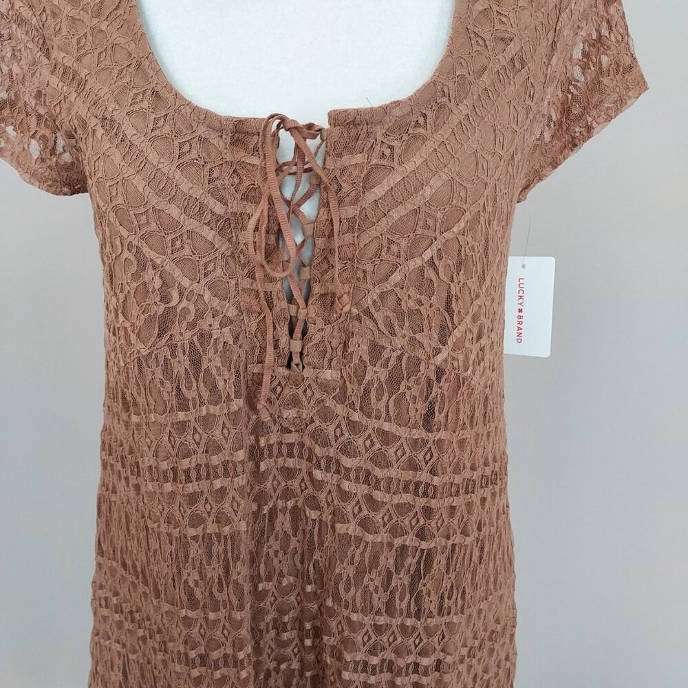 Lucky Brand Short Sleeve Lace Mini Dress Size Med - Picture 5 of 12